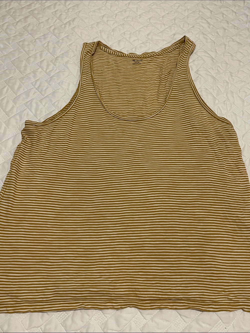 Madewell Striped Scoop Tank - Mustard & White